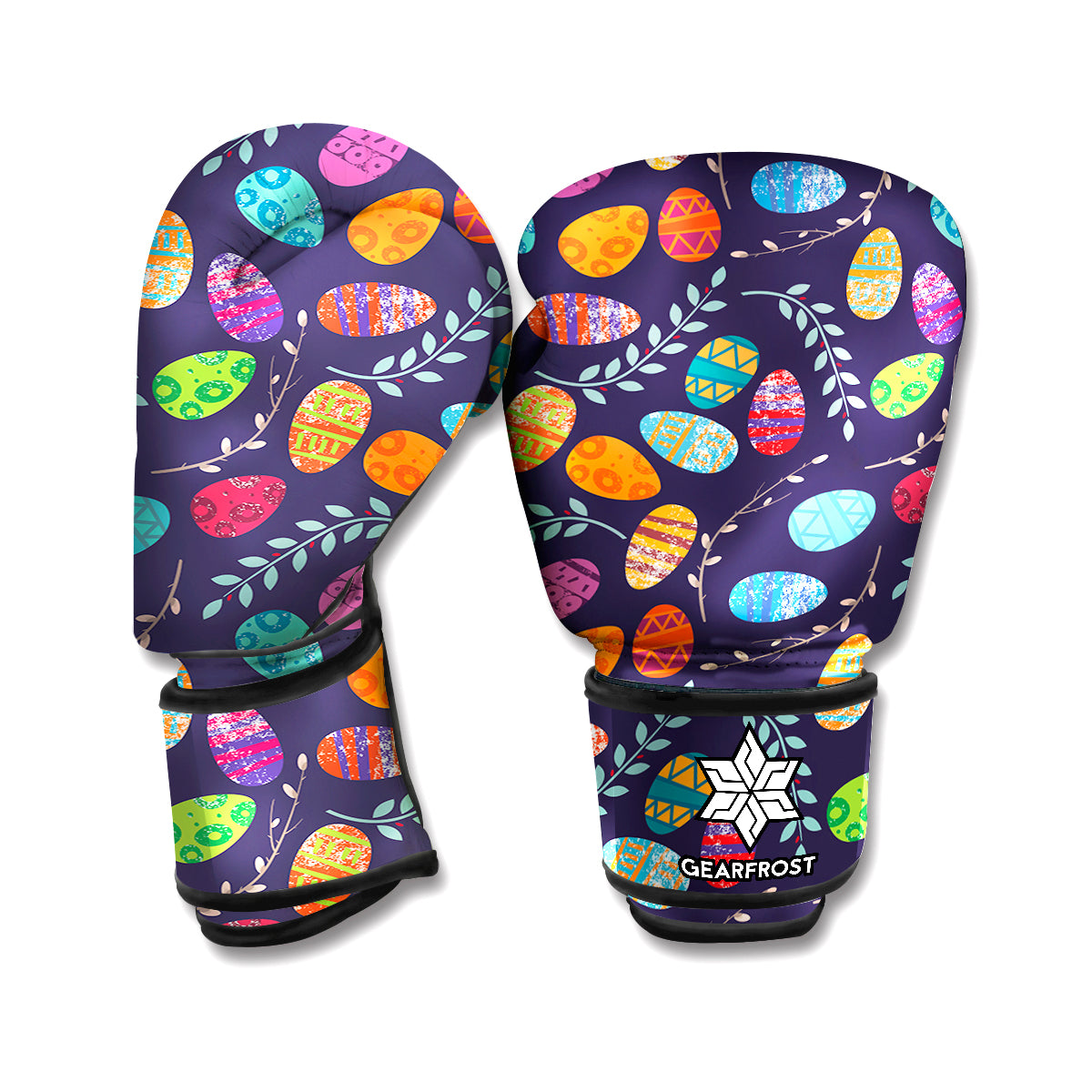 Colorful Easter Eggs Pattern Print Boxing Gloves