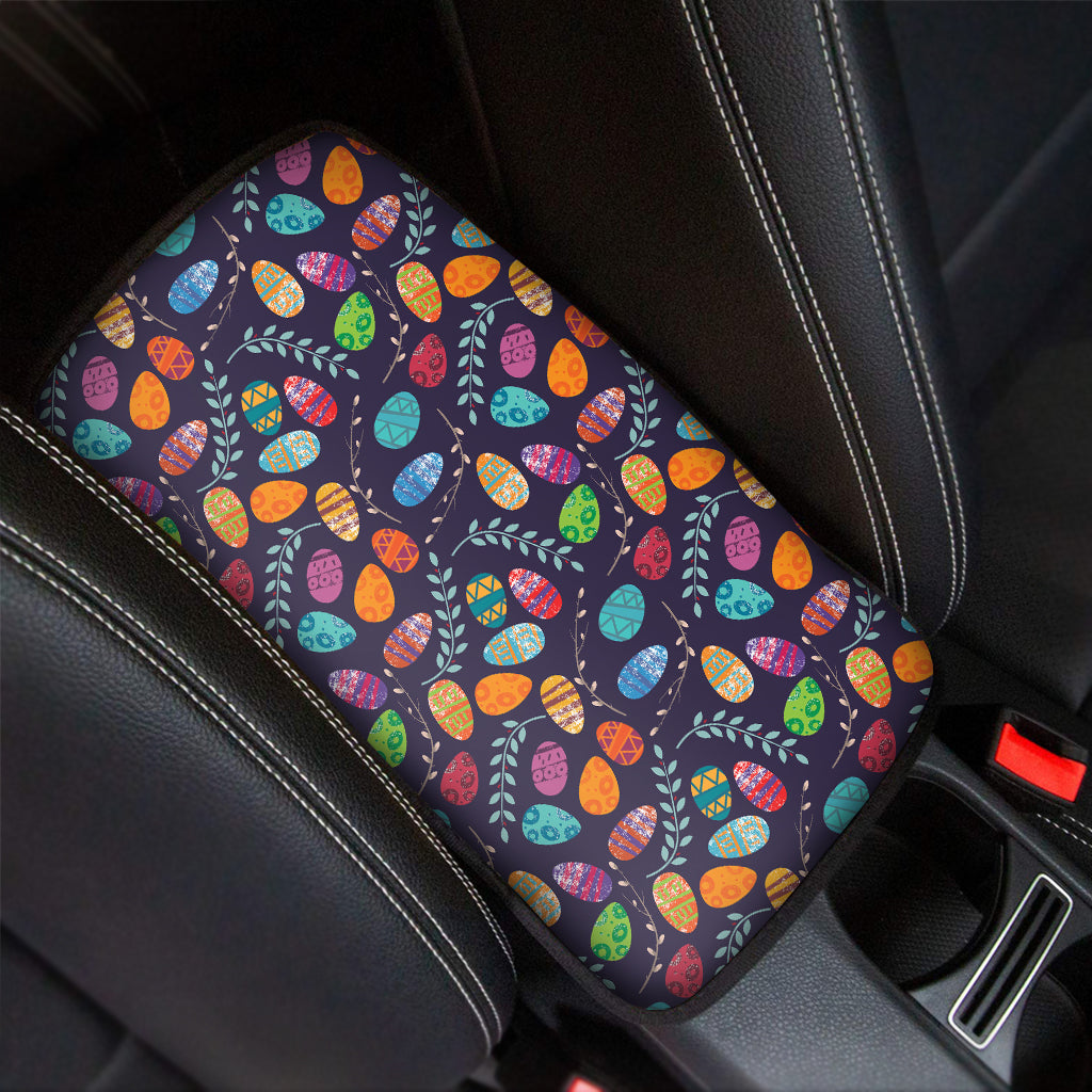 Colorful Easter Eggs Pattern Print Car Center Console Cover