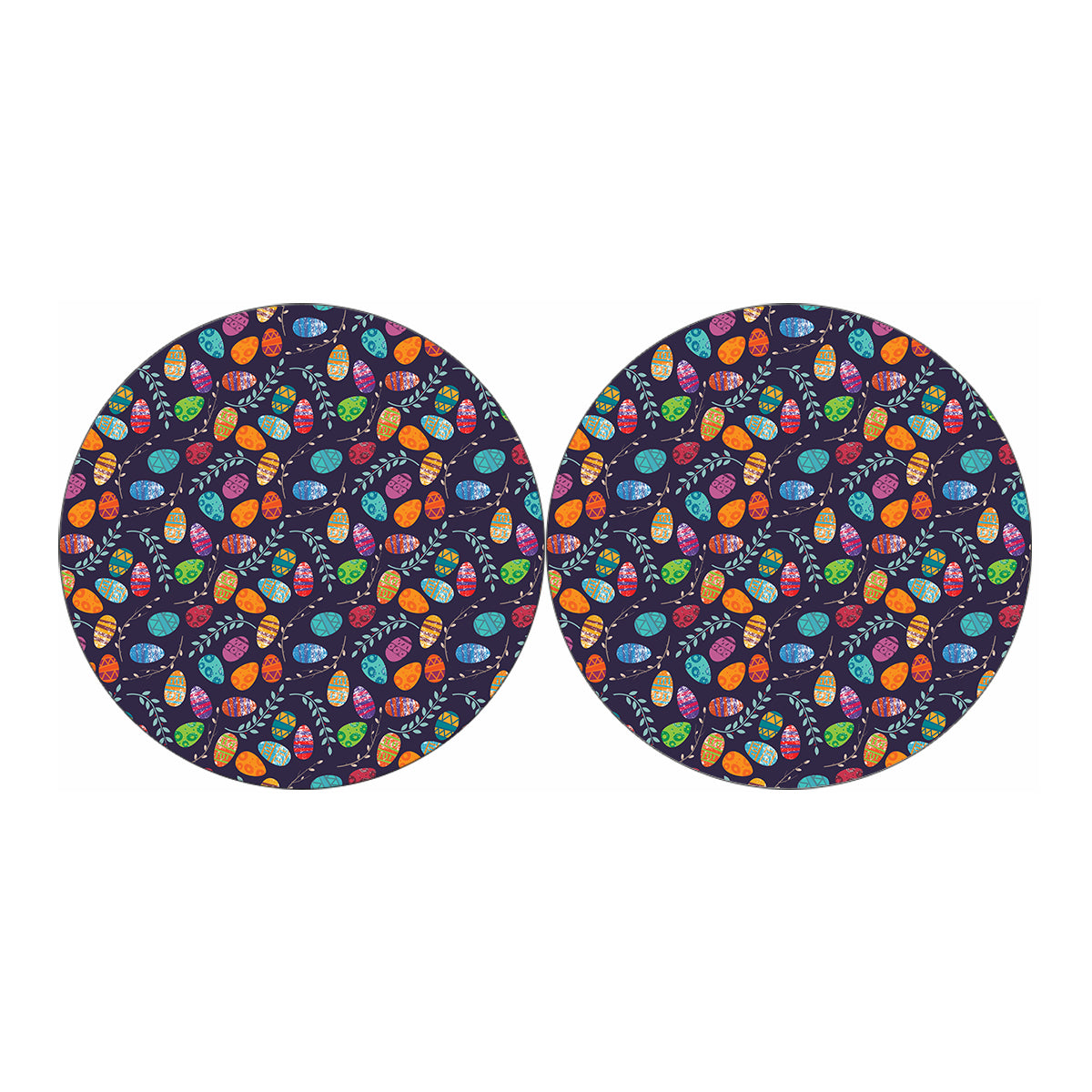 Colorful Easter Eggs Pattern Print Car Coasters