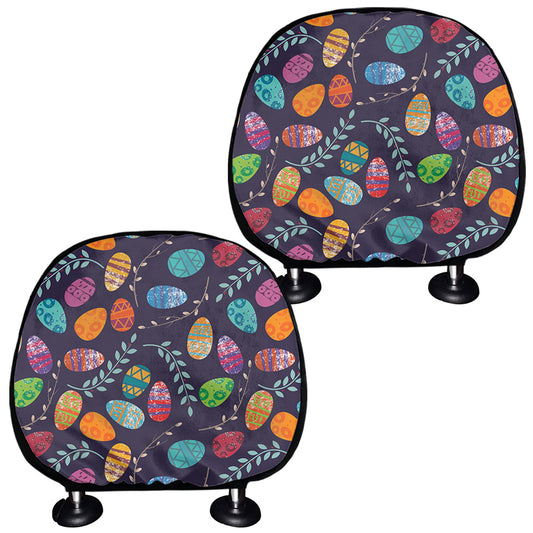 Colorful Easter Eggs Pattern Print Car Headrest Covers