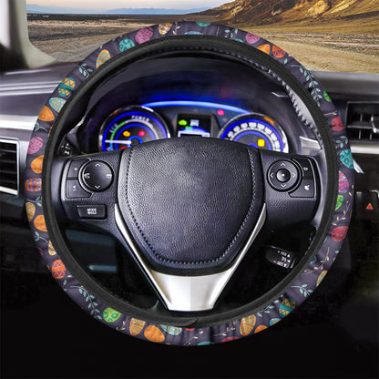 Colorful Easter Eggs Pattern Print Car Steering Wheel Cover