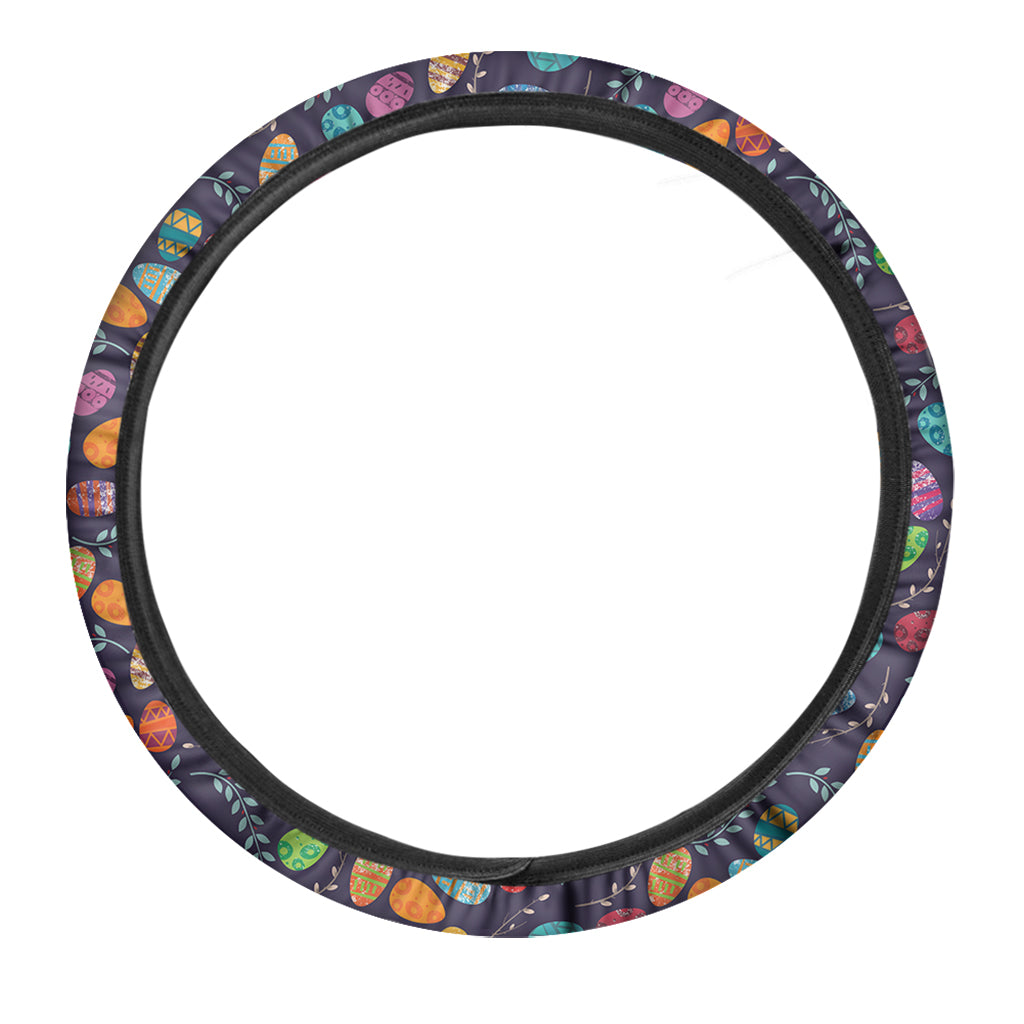Colorful Easter Eggs Pattern Print Car Steering Wheel Cover