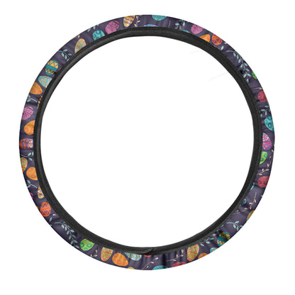 Colorful Easter Eggs Pattern Print Car Steering Wheel Cover