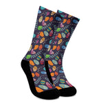 Colorful Easter Eggs Pattern Print Crew Socks