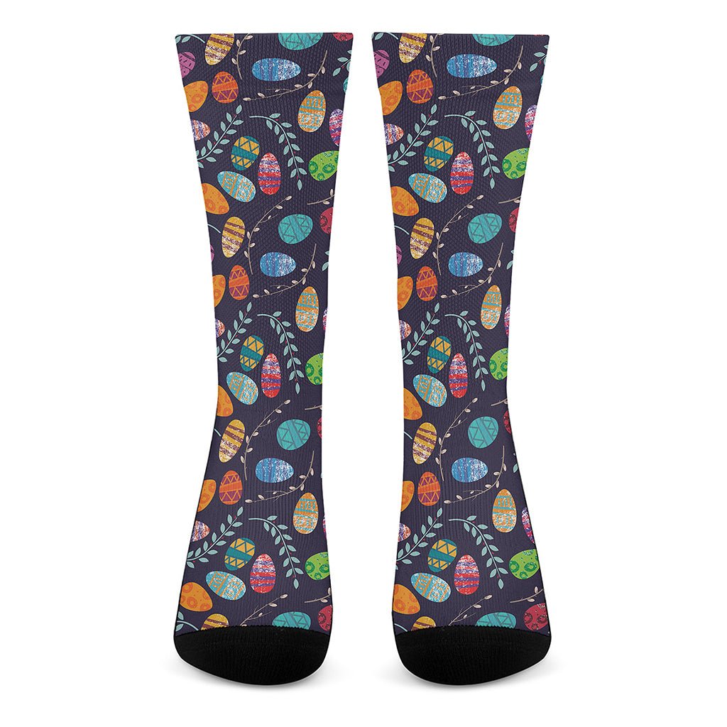 Colorful Easter Eggs Pattern Print Crew Socks