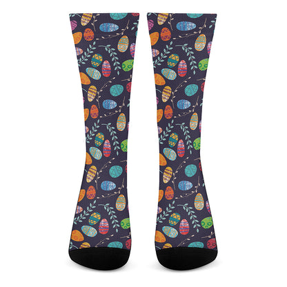 Colorful Easter Eggs Pattern Print Crew Socks
