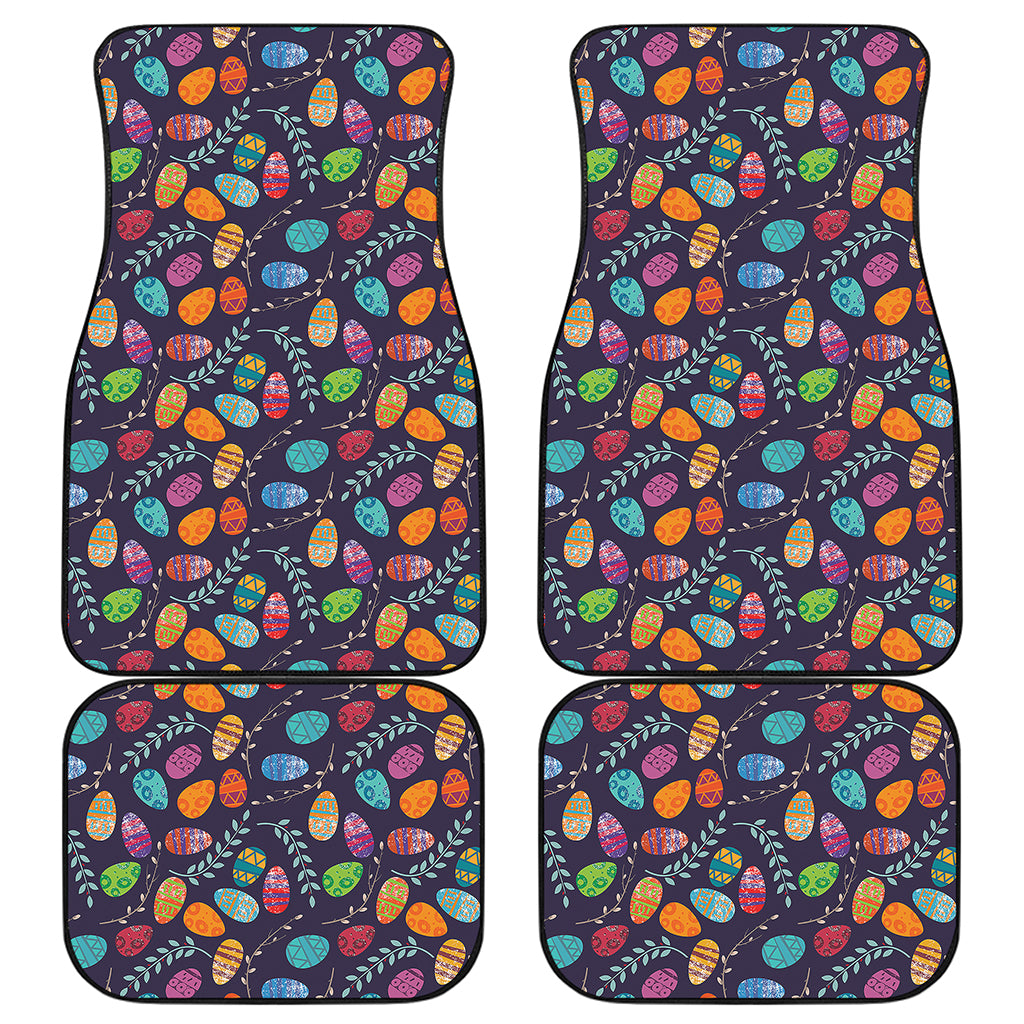 Colorful Easter Eggs Pattern Print Front and Back Car Floor Mats