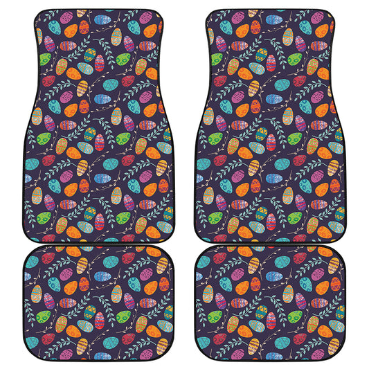Colorful Easter Eggs Pattern Print Front and Back Car Floor Mats