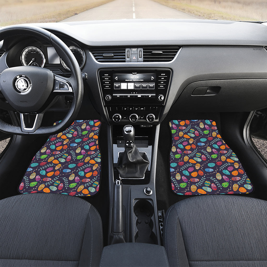 Colorful Easter Eggs Pattern Print Front and Back Car Floor Mats