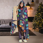 Colorful Easter Eggs Pattern Print Hooded Blanket
