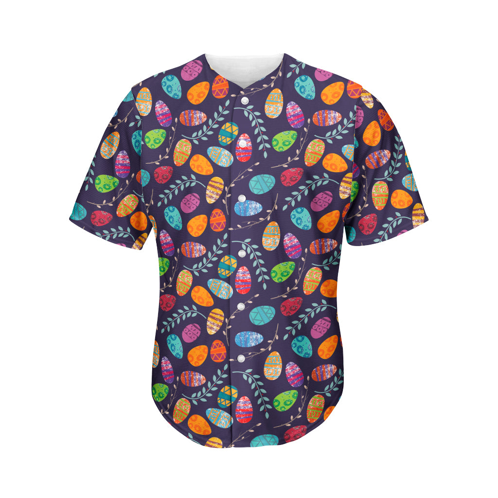 Colorful Easter Eggs Pattern Print Men's Baseball Jersey