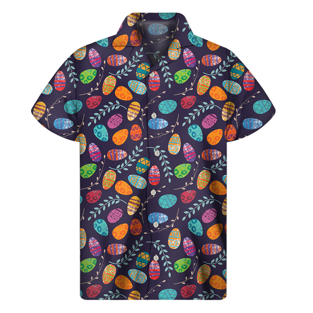 Colorful Easter Eggs Pattern Print Men's Short Sleeve Shirt