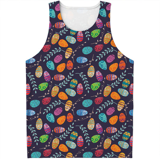 Colorful Easter Eggs Pattern Print Men's Tank Top