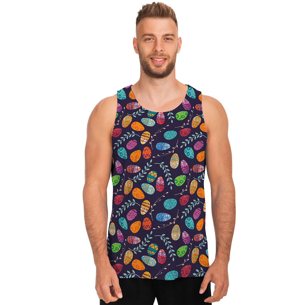 Colorful Easter Eggs Pattern Print Men's Tank Top