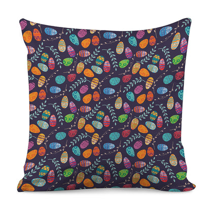 Colorful Easter Eggs Pattern Print Pillow Cover