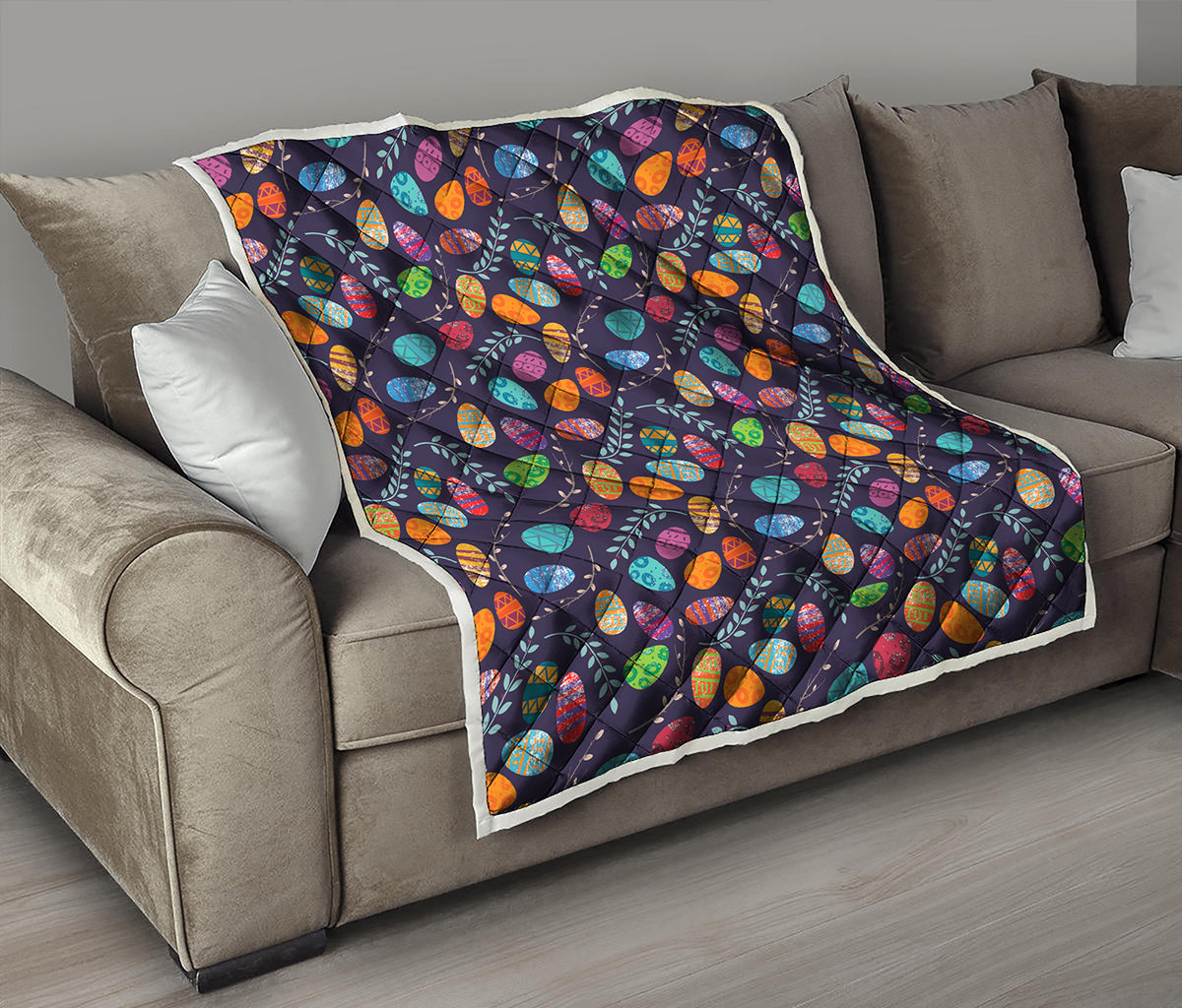 Colorful Easter Eggs Pattern Print Quilt