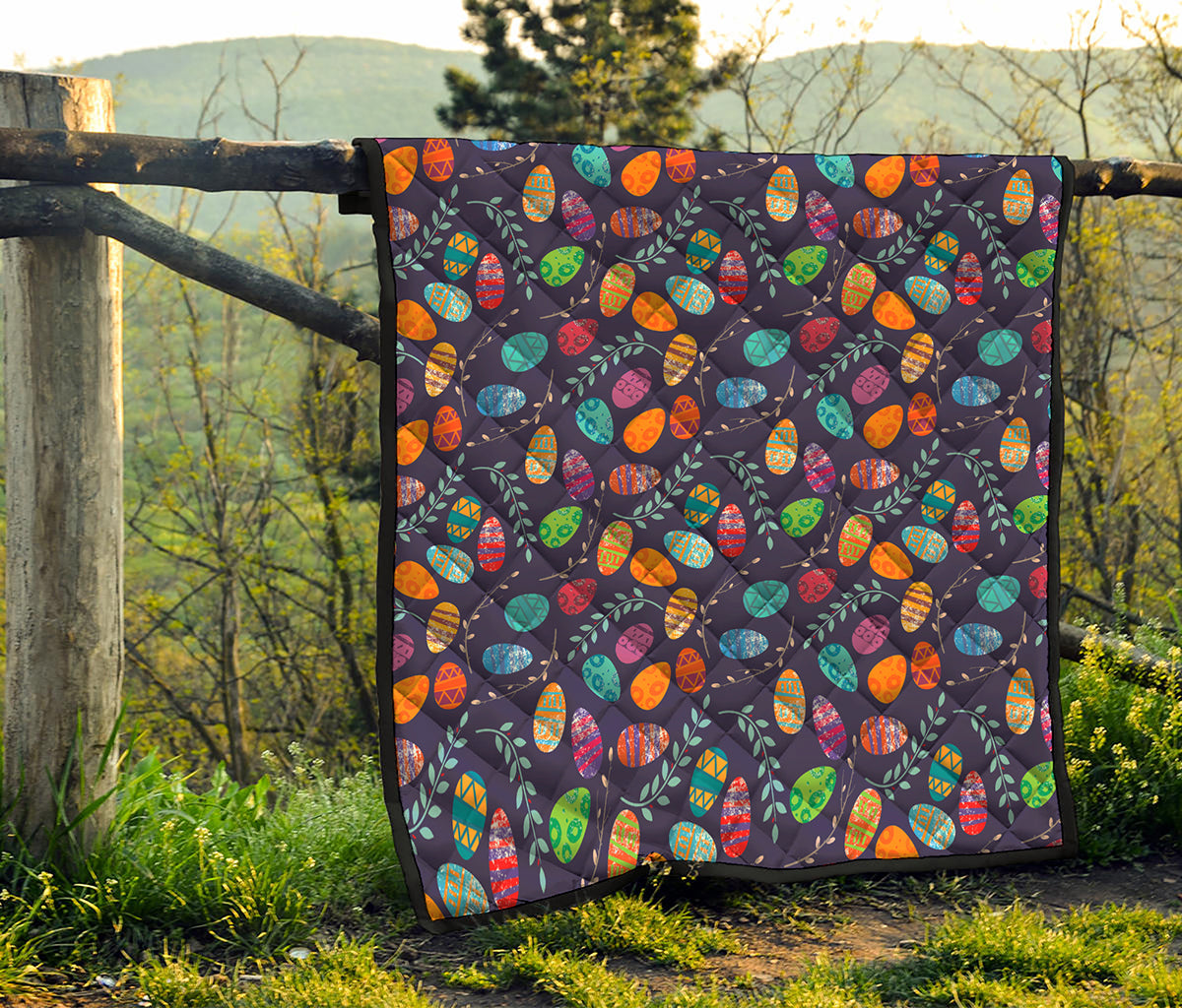 Colorful Easter Eggs Pattern Print Quilt