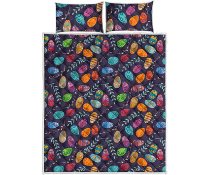 Colorful Easter Eggs Pattern Print Quilt Bed Set