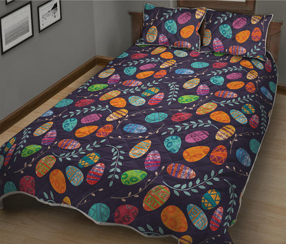 Colorful Easter Eggs Pattern Print Quilt Bed Set