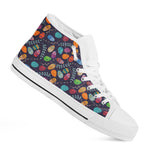 Colorful Easter Eggs Pattern Print White High Top Shoes