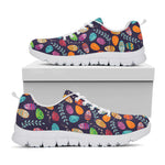 Colorful Easter Eggs Pattern Print White Sneakers