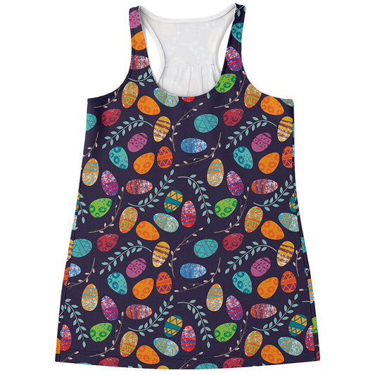 Colorful Easter Eggs Pattern Print Women's Racerback Tank Top
