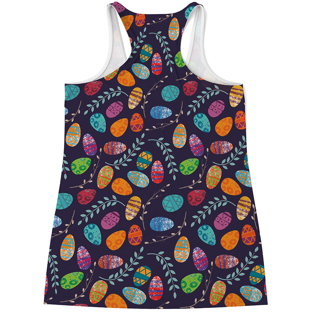 Colorful Easter Eggs Pattern Print Women's Racerback Tank Top