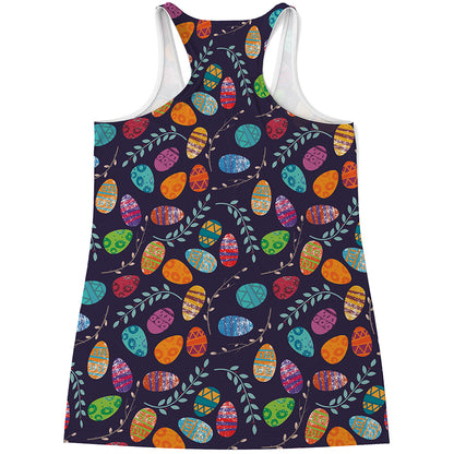 Colorful Easter Eggs Pattern Print Women's Racerback Tank Top