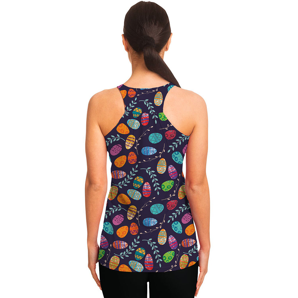 Colorful Easter Eggs Pattern Print Women's Racerback Tank Top