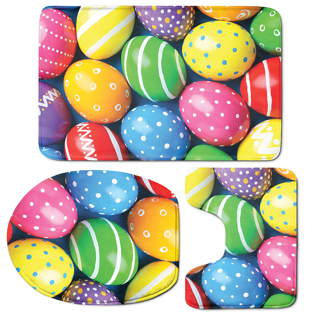 Colorful Easter Eggs Print 3 Piece Bath Mat Set