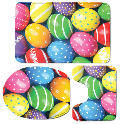 Colorful Easter Eggs Print 3 Piece Bath Mat Set