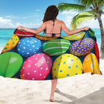 Colorful Easter Eggs Print Beach Sarong Wrap
