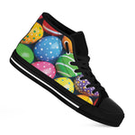 Colorful Easter Eggs Print Black High Top Shoes