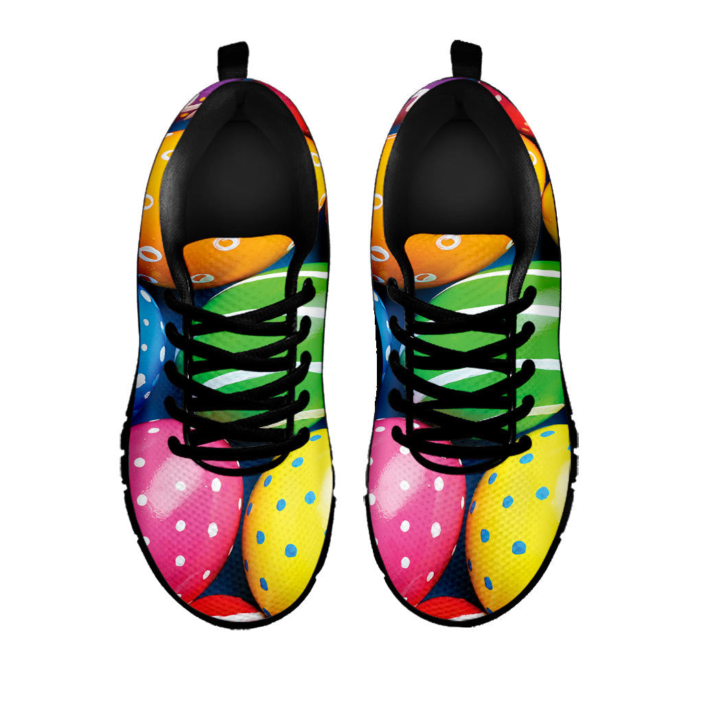 Colorful Easter Eggs Print Black Sneakers