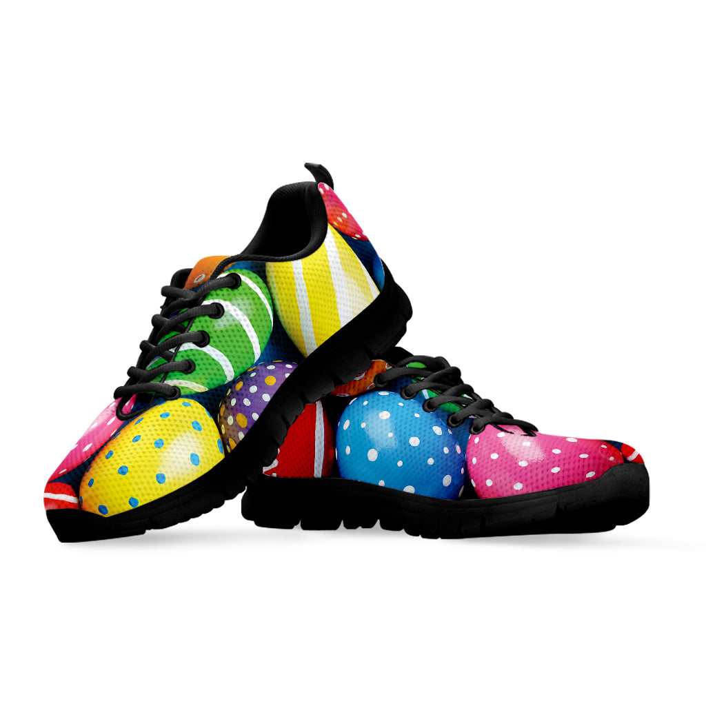 Colorful Easter Eggs Print Black Sneakers