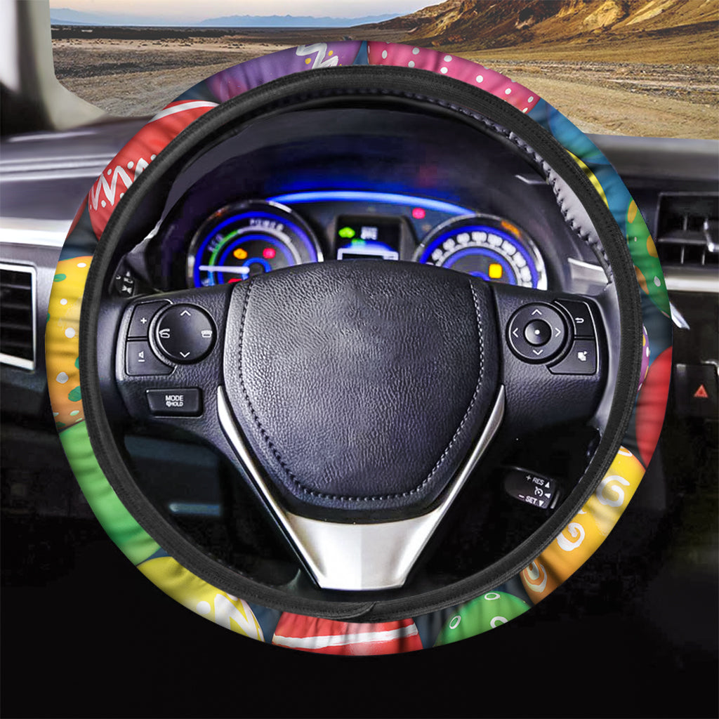 Colorful Easter Eggs Print Car Steering Wheel Cover