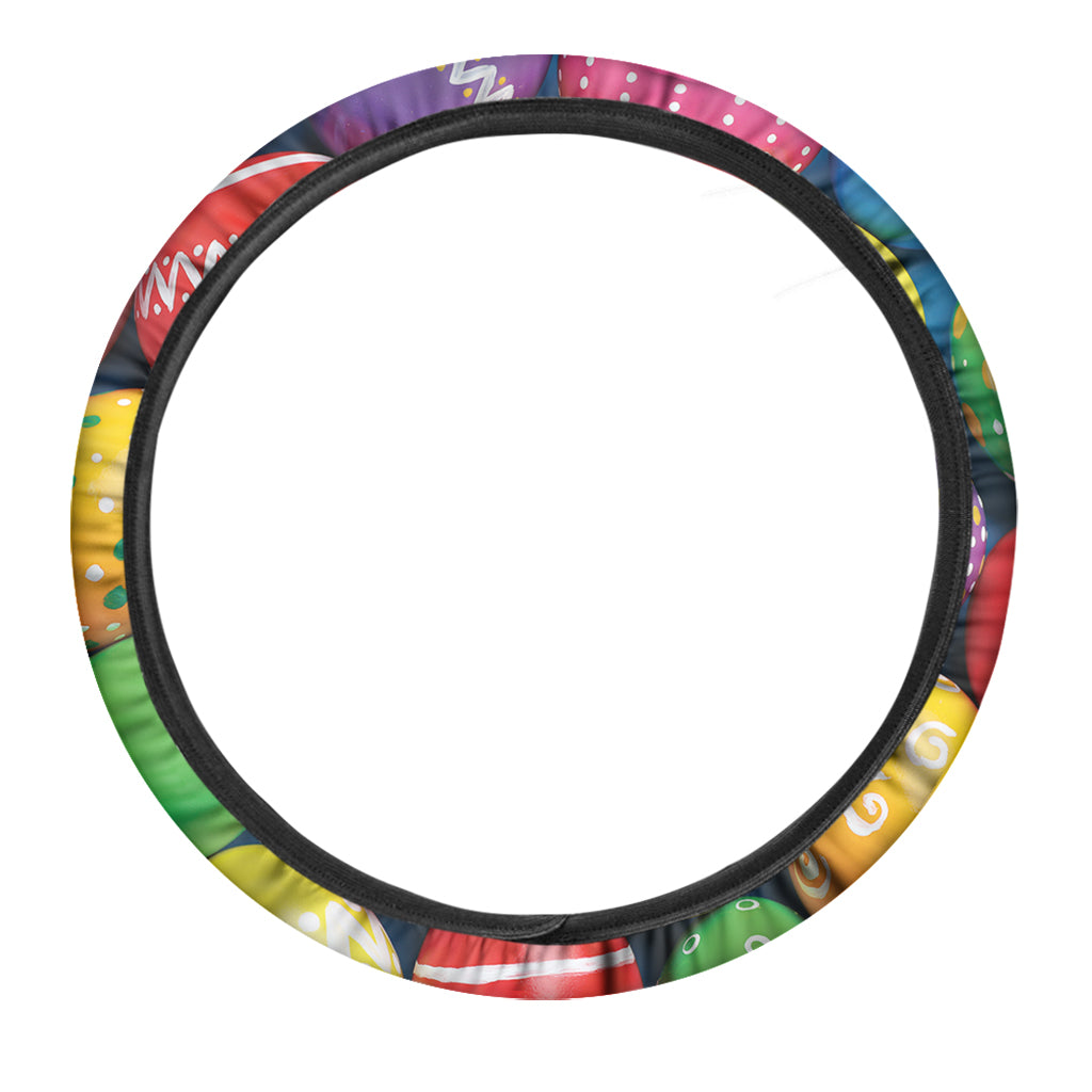 Colorful Easter Eggs Print Car Steering Wheel Cover