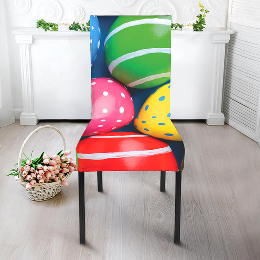 Colorful Easter Eggs Print Dining Chair Slipcover