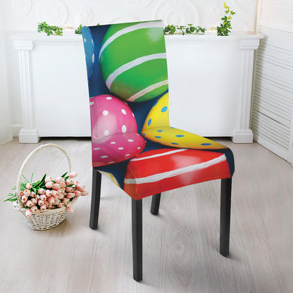Colorful Easter Eggs Print Dining Chair Slipcover