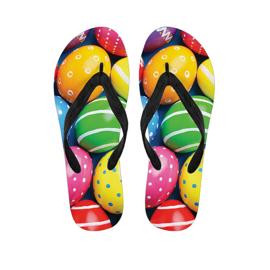 Colorful Easter Eggs Print Flip Flops