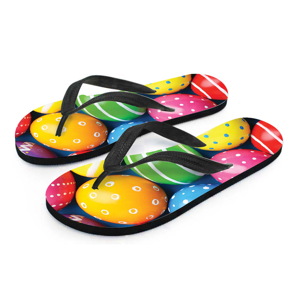 Colorful Easter Eggs Print Flip Flops