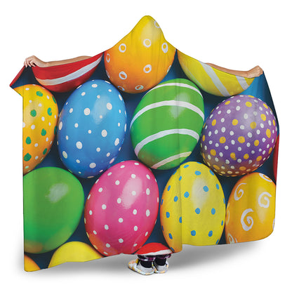 Colorful Easter Eggs Print Hooded Blanket