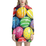 Colorful Easter Eggs Print Hoodie Dress
