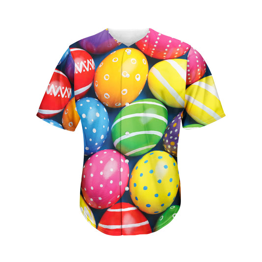 Colorful Easter Eggs Print Men's Baseball Jersey