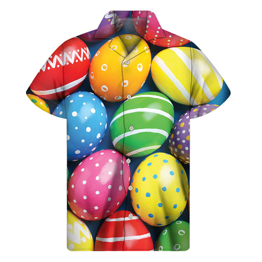 Colorful Easter Eggs Print Men's Short Sleeve Shirt