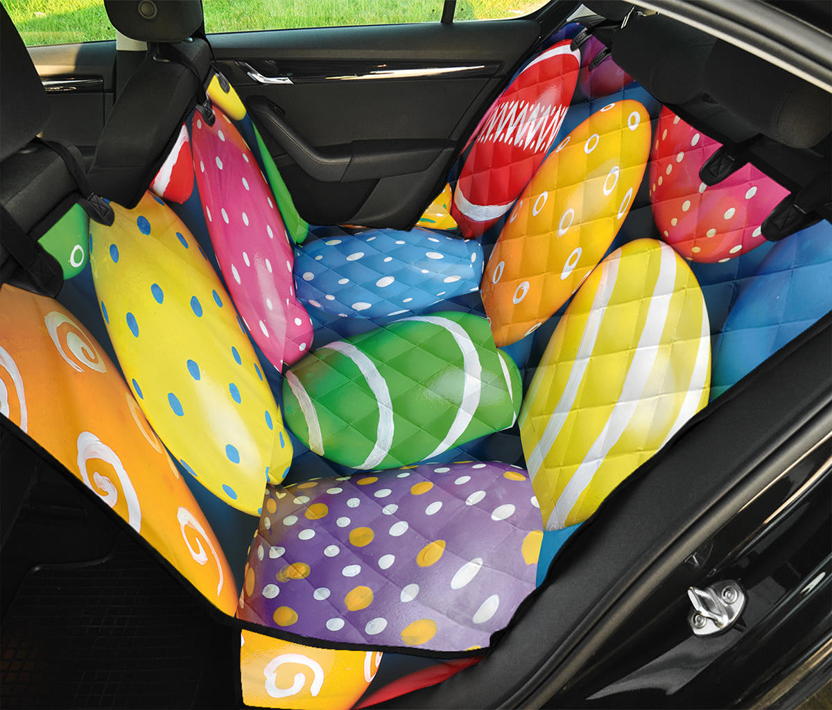 Colorful Easter Eggs Print Pet Car Back Seat Cover