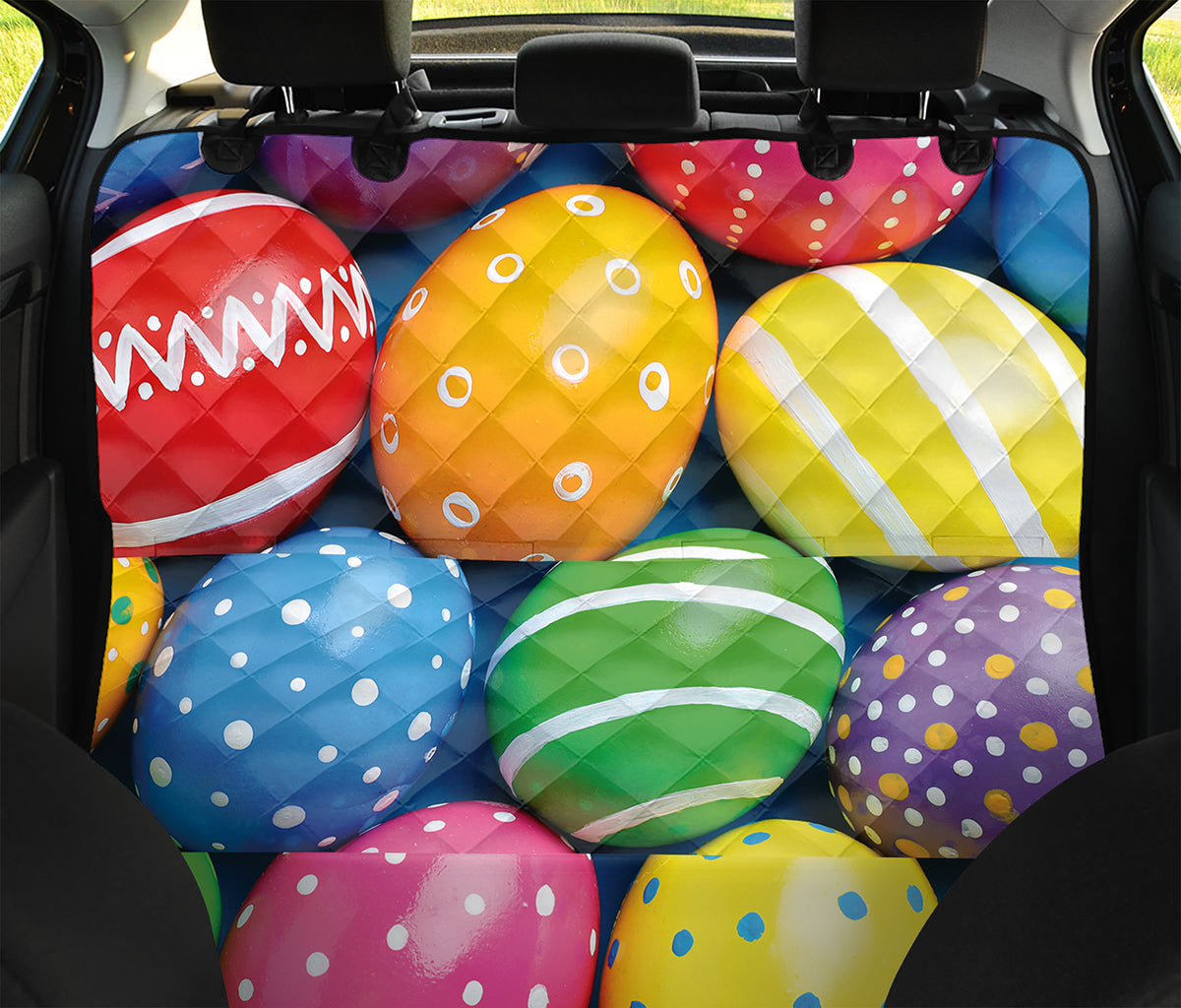 Colorful Easter Eggs Print Pet Car Back Seat Cover