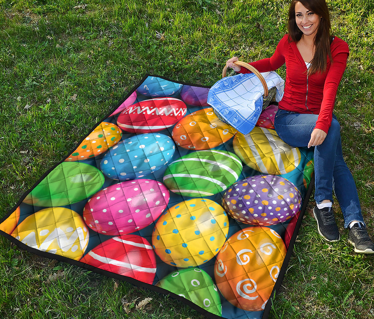 Colorful Easter Eggs Print Quilt