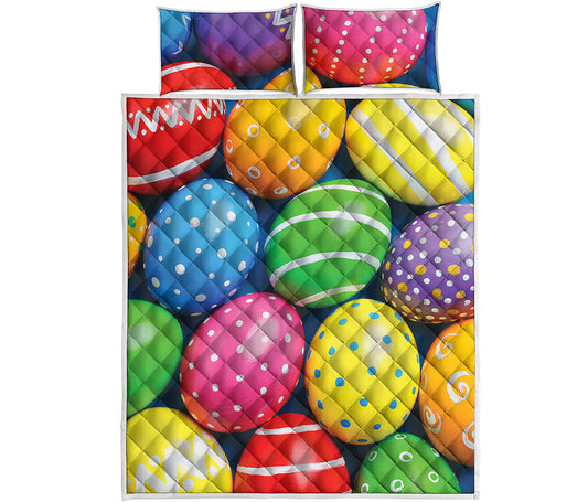 Colorful Easter Eggs Print Quilt Bed Set
