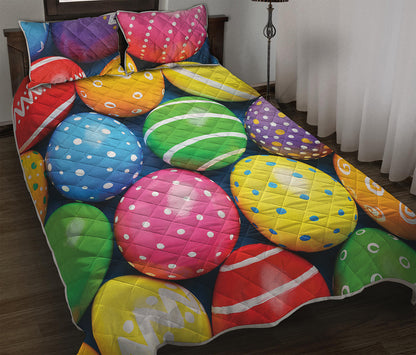 Colorful Easter Eggs Print Quilt Bed Set